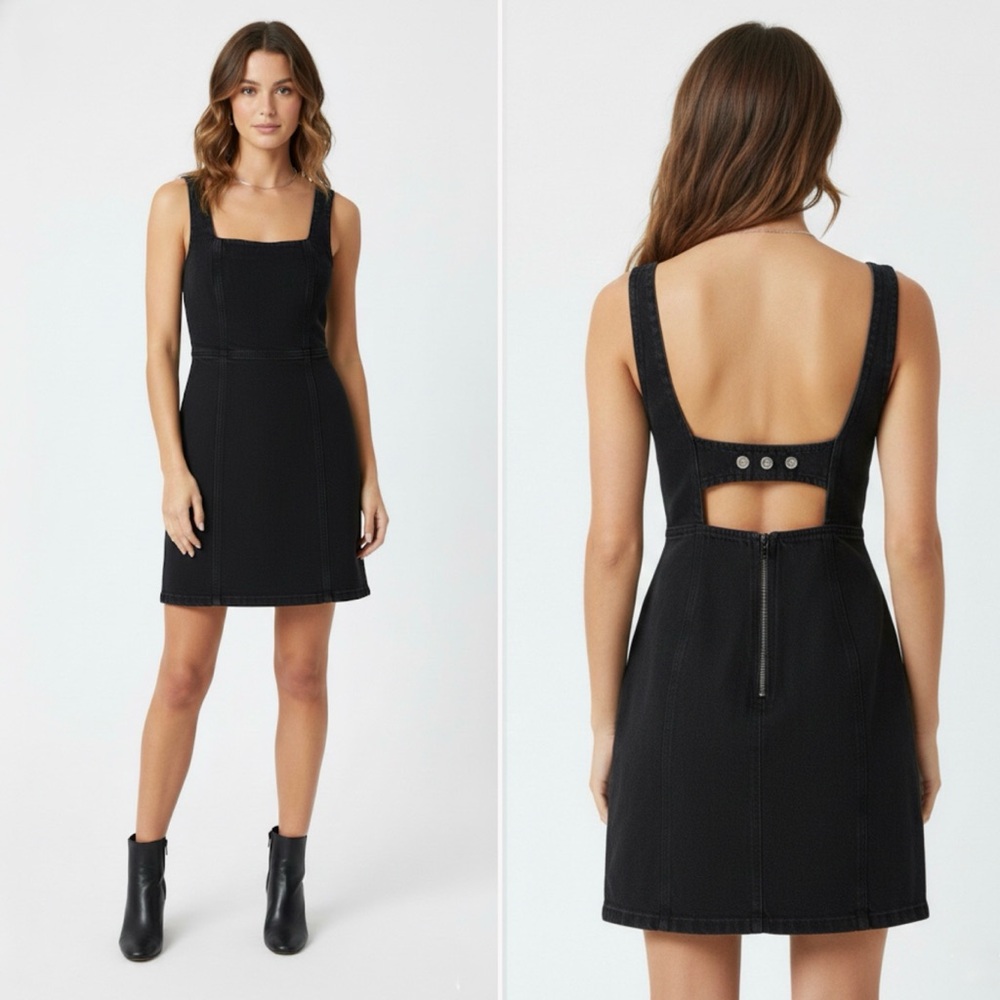 Urban Outfitters | BDG | Black Square Neck Denim Dress | Sz XS